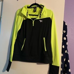 Neon yellow and black quarter zip jacket